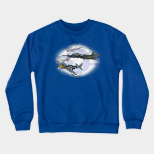 P-51 Mustang flying escort for B17 Crewneck Sweatshirt